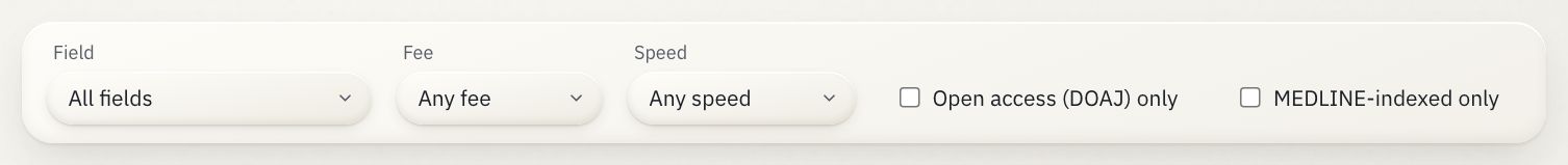 The filters: field, fee, speed, open access, MEDLINE