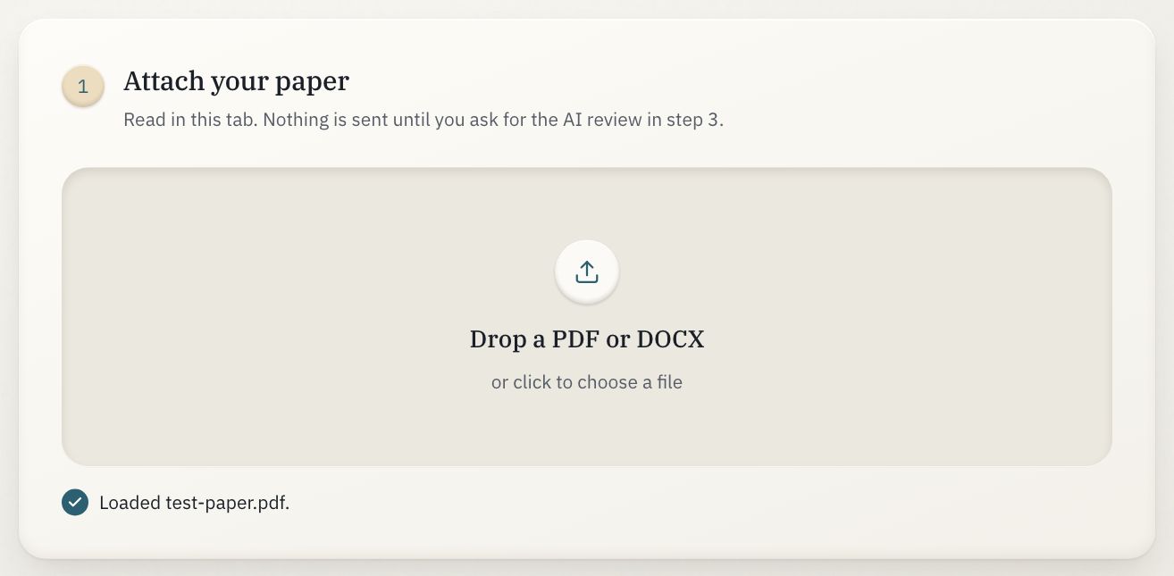 Step 1: the drop area, and the paper loaded